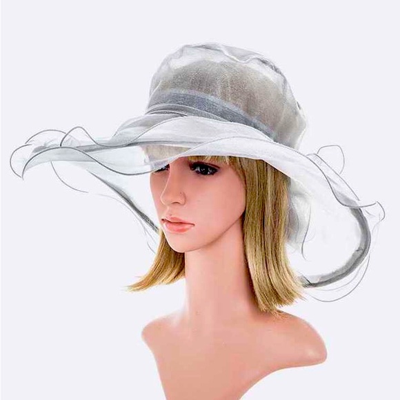 Large Elegant Fascinator Derby Tea Party Organza Hat - Picture 2 of 4